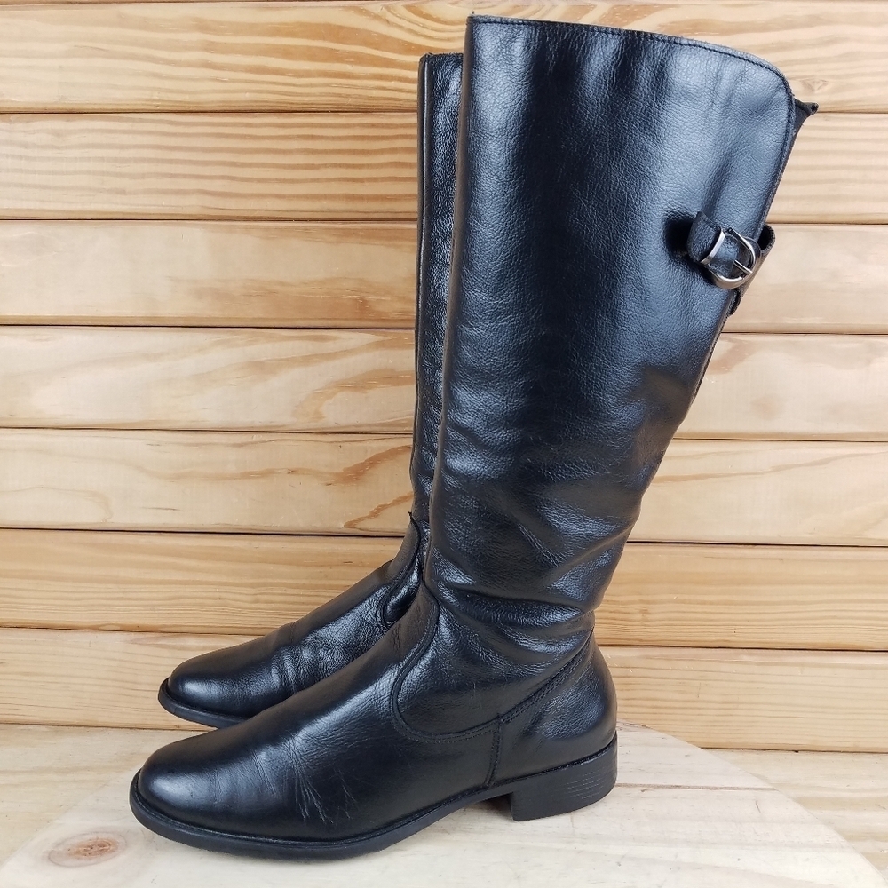 Vintage NARDUCCI Black BOHO Western Biker Leather Riding Boots Side Zip 37 EUR - Picture 8 of 12